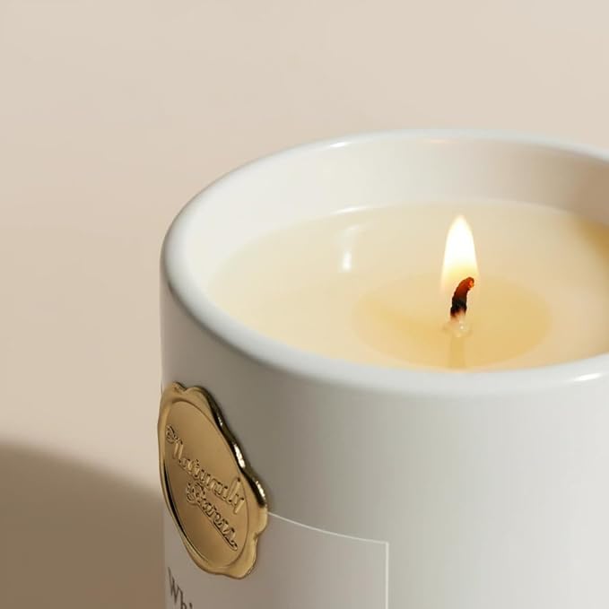 Scented Luxury Candle -Aromatherapy Soy Candles for Relaxation & Sleep - 7 oz - Hand-Cast - Comes with Pure Cotton Wick - Fine Ceramic - Ideal Gift for Both Men and Women. (White, whitetea)