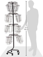 Safco Rotating Wire Brochure Holder, Metal Display Rack with 32 Pockets, Rolling Brochure Organizer, Powder Coat Finish, 5 Casters, Charcoal