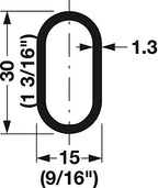 Chrome Oval Closet Rod with End Supports (Chrome, 18" Wide Space)