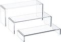 HIIMIEI Acrylic Display Riser, 3 Step 9" Large Acrylic Risers, Clear Rectangular Display Shelf for Cupcake Stand, Tiered Display Stand for gemstone, curio, Anime figurines, Collectibles
