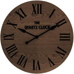 ARTPOWER Large Farmhouse Wall Clock, 35.5” Shiplap Wall Clock with Roman Numeral, Nearly Non-Ticking, Round Wall Clocks for Living Room Decor, Office, Bedroom, Entrance, Brown