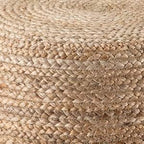 Scandilivin Homes Pouf Ottoman - 100% Jute Braided Footrest Pouf Hand Knitted Traditional Cord Boho Pouffe for Living Room, Bedroom, Nursery, Patio, Lounge Colorblock - Natural Ivory (20”x20”x10”)