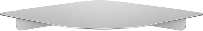 8" Floating Corner Shelf, Metal Corner Shelf Wall Mount for Wall Storage, for Smart Home, Speakers, Internet Router, Security Camera - for Bathroom, Kitchen, Bedroom, and Living Room (Silver)