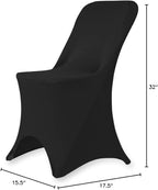 Set of 1/10/50Pcs Hotel Fitted Folding Dining Spandex Stretch Chair Covers - Wedding Reception Banquet Party Restaurant, 17 Colors! (10, Black)