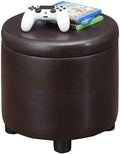 Designs4Comfort Round Accent Storage Ottoman with Reversible Tray Lid