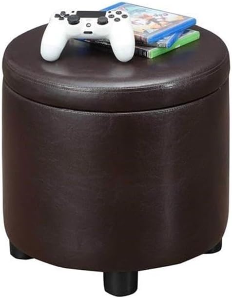 Designs4Comfort Round Accent Storage Ottoman with Reversible Tray Lid