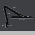Neatfi Elite HD XL Desk Lamp with Clamp, 1600 Lumens, 22-Inch Wide Head, Non-Polar Dimming, 84 SMD LEDs, 6500K, Task Light for Home, Office, Study Room (Non-CCT with Clamp, Black, 22 Inches)