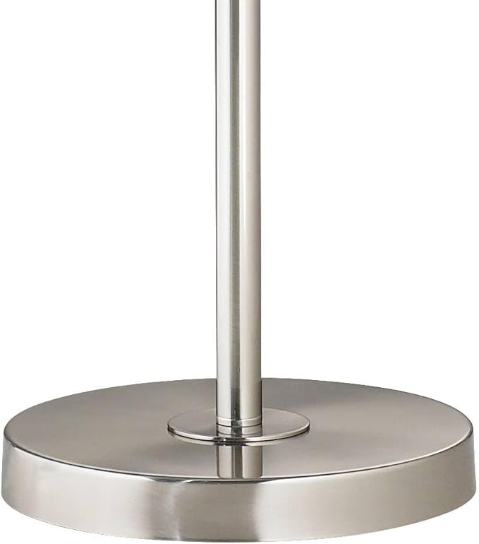 360 Lighting Druckman Modern 60 1/2" Tall Standing Floor Lamp Skinny Adjustable Swing Arm Pole Silver Metal Brushed Nickel Finish Living Room Bedroom House Reading Office Black Stripe Drum Shade