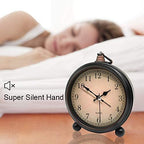 TooTa Vintage Retro Analog Alarm Clock, 4 inch Super Silent Non Ticking Small Clock with Night Light, Battery Operated, Simply Design, for Living Room, Bedroom, Bedside, Desk, Gift Clock (Arabic)