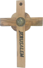 Holy Land Market Catholic Celtic Saint Benedict Olive Wood Crucifix (5 Inches)