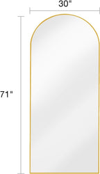 Arched Full Length Mirror, Floor Mirror with Stand, 30"x71" Large Mirror, Wall Mirror Full Length, Black Floor Length Mirror, Body Floor Mirror, Wall Mounted Mirror for Bedroom, Gold