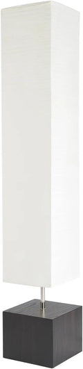 Modern Floor Lamp with Wooden Base, 58-inch Tall, White Shade, Foot Switch, 60W E26 Compatible