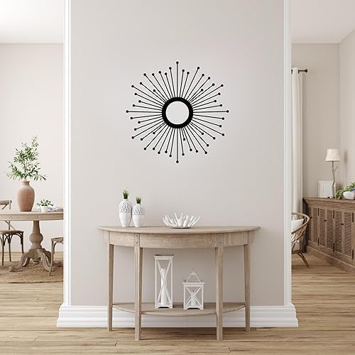 Sunburst Metal Wall Art – Mid-Century Modern Starburst Wall Decor, Handmade Round Metal Hanging for Living Room, Bedroom, Office, or Entryway (20")