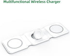 IHAO 3in1 Megnetic Attraction Wireless Charging Station Foldable Fast Charger for iPhone 15/14/13, iWatch & AirPods 15W Charging Stand with Strong Magnet Fold to Stand Multi-Device Safe Charging-White
