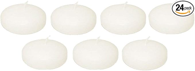 D'light Online Large Off-White 3 Inch Floating Candles Bulk Pack for Events, Weddings, Spa, Home Decor, Special Occasions and Holiday Decorations - (Set of 24, Pale Ivory)