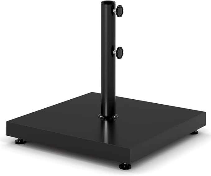 Sundale Outdoor Umbrella Base 42lbs with Stainless Steel Umbrella Tube, Heavy Duty Square Metal Built-in Cement Umbrella Stand, Black