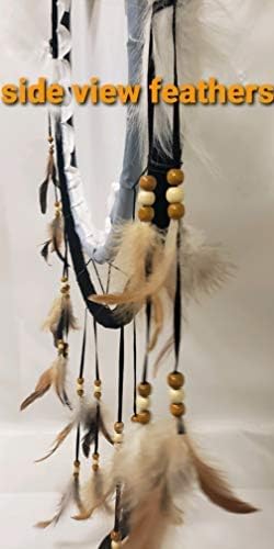 Kinnex Collections - 24” Medicine Shield Dream Catcher, Made with Wooden Beads and Real Feathers– DC24313– Decor/Gift (Horse)