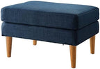 Convenience Concepts Designs4Comfort Marlow Ottoman 27" - Mid-Century Modern Upholstered Footrest & Seat for Living Room, Bedroom, Hallway, or Entryway, Dark Blue Fabric
