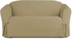 Linen Store Microsuede Furniture Slipcover, Couch Protector Machine Washable Loveseat Cover Perfect for Kids, Dogs, Pets (Taupe, Loveseat)