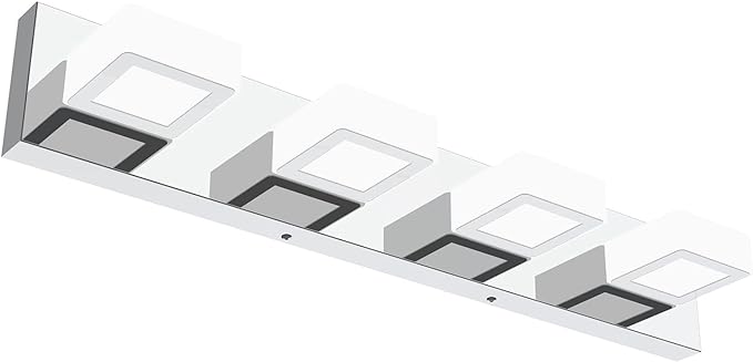 Ralbay Dimmable Bathroom Lights Modern 4 Lights Vanity Lights Fixtures Acrylic Rotable 360° LED Modern Vanity Lighting for Bathroom