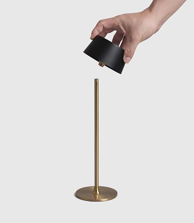 DAWALIGHT Cordless Lamp 4000mAh Rechargeable tbale lamp LED Desk Lamp Stepless Dimming Black and Gold Battery Operated Portable Cordless 2700K Gold Base