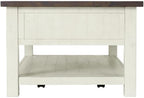 Martin Svensson Home Solid Wood Coffee Table, Cream White with Brown Top