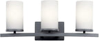 KICHLER Crosby 23" 3 Light Vanity Light Satin Etched Cased Opal Olde Bronze®,White