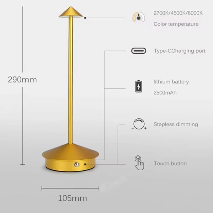 Regalia Rechargeable LED Table Lamp | Cordless Dimmable Touch Control | Waterproof Modern Lighting | USB-C Charging | Bedroom Living Room Nightstand Accent Table Lamp | Brown | 4-Piece Set