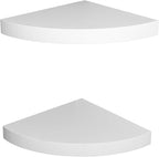 AHDECOR Wood Corner Shelves White, Durable Floating Corner Shelf for Organizing and Displaying Décor in Any Room, Set of 2