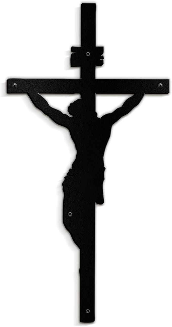 SIGNLEADER Metal Wall Art Decor A Men on Cross Minimalist Modern Abstract Wall Sculpture Hangings Home Decoration for Living Room, Bedroom, Bathroom, Kitchen, Outdoor - 36" Black