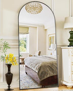 Antok Full Length Mirror, 58"x19" Floor Mirror, Arched Floor Standing Freestanding Arch Full Body Mirrors with Stand for Bedroom, Hanging Mounted for Living Room Cloakroom,Black