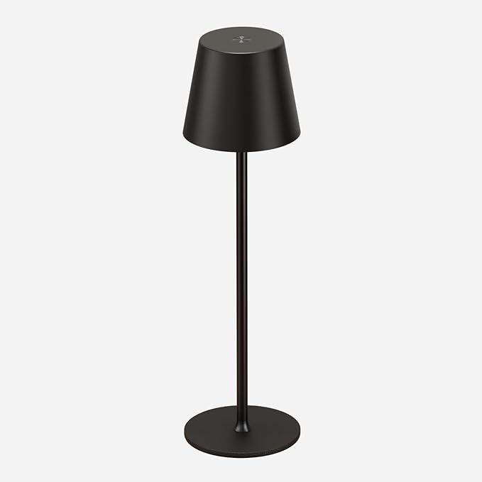 Kakanuo Black Cordless Table Lamp Rechargeable - KK 1 Pack 5000mAH Battery Operated Lamp for Counter, 3 Color Stepless Dimming Wireless Lamps for Dining Kitchen, Outdoor Patio, Touch Control