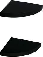 AHDECOR Black Corner Shelves, Modern Floating Corner Shelf for Space-Saving Storage in Bathroom, Bedroom, Kitchen, and More, Set of 2