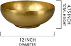 Serene Spaces Living Set of 4 Antique Brass Decorative Bowl, Metal Basket, for Floating Candles, Flowers, Potpourri, Catchall for Entryway, Centerpiece, Home Décor, 4.75" Tall & 12" Dia