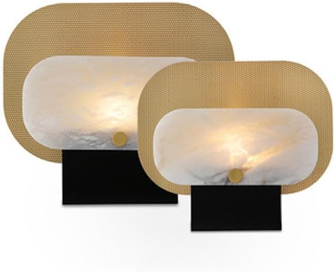 Enigma W Modern Bauhaus Alabaster Table Lamp with Black Iron Base | 2700K Warm White LED | Dimmable led lamp for Bedroom, Living Room, Office | W 35cm x H 30cm