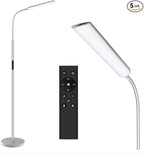 Dimunt LED Floor Lamp, Bright 15W Floor Lamps for Living Room with 1H Timer, Stepless Adjustable 3000K-6000K Colors & Brightness Standing Lamp with Remote & Touch Control Reading Floor Lamps-Silver