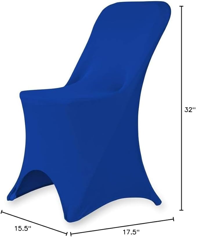 Set of 1/10/50Pcs Hotel Fitted Folding Dining Spandex Stretch Chair Covers - Wedding Reception Banquet Party Restaurant, 17 Colors! (50, Royal Blue)