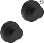 Suction Cup Hooks for Door Wreaths, Vacuum Suction Wreath Hanger for Front Door Window Glass, Bath Robe Looafh Shower Hooks for Inside Shower - 2 Pack, Black