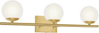 New Bathroom Vanity Light 3 Lights Fixtures Brushed Brass Milk White Globe Glass Shade Modern Wall Bar Sconce Over Mirror (Exclude G9 Bulb)