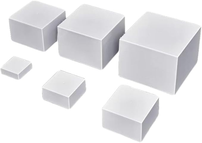 Acrylic Nesting Risers Display Stands Cube Boxes with Hollow Bottoms 6Pcs Whith Acrylic Boxes for Display (Whith)