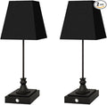 Rechargeable LED Table Lamps with Stepless Touch Control,Black Cordless Lamp for Living Room&Bedside&Patio&Shower,Small Desk Lamp(6000mAH Battery),2 Pack for Home Decor,Best Gifts for Family