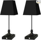 Rechargeable LED Table Lamps with Stepless Touch Control,Black Cordless Lamp for Living Room&Bedside&Patio&Shower,Small Desk Lamp(6000mAH Battery),2 Pack for Home Decor,Best Gifts for Family