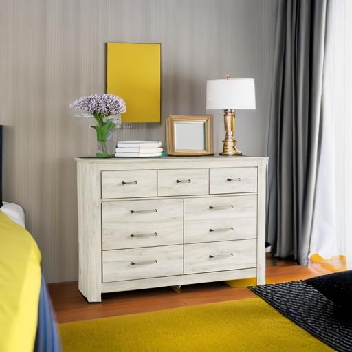 Signature Design by Ashley Bellaby Farmhouse 7 Drawer Dresser, Whitewash