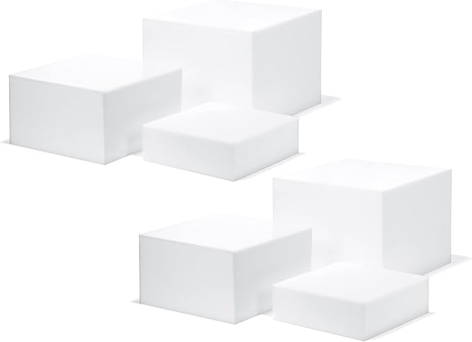 Red Co. Set of 3 Glossy White Acrylic Cube Display Nesting Risers with Hollow Bottoms - 2 Pack