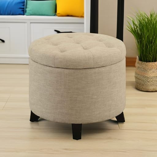 Convenience Concepts Designs4Comfort Storage Ottoman, Tan Fabric