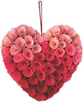12 Inch Valentine's Day Wooden Rose Heart Wreath
