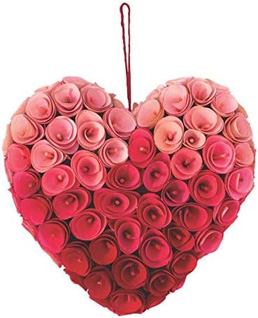 12 Inch Valentine's Day Wooden Rose Heart Wreath