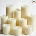 12 Pcs Ivory Pillar Candles Bulk Set, 3 Different Lengths 3 x 3/6/8 Inch (4 Each), Dripless Unscented Smokeless,Hurricane Candles,Gives You a Better Atmosphere When Organizing an Event Party.