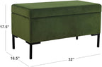 HomePop Upholstered Storage Bench with Metal Leg, 32" W, Blush Green
