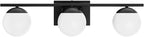 Ralbay Matte Black Bathroom Lights - 3-Light Mid Century Modern Vanity Lights with Milky Glass for Wall Lighting